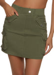 Womens Faux Button Cargo Mini Skirt, ,