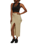 Womens Cargo Pocket Hyperstretch Maxi Skirt, ,