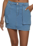 Womens Dual Pocket Denim Mini Skirt, ,