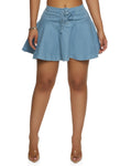 Womens Denim Lace Up Flare Skirt, ,