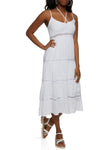 V-neck Knit Sleeveless Tiered Smocked Maxi Dress