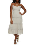 V-neck Knit Sleeveless Smocked Tiered Maxi Dress