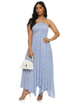 Halter Smocked Slit Floral Print Sleeveless Maxi Dress