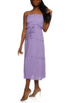 Belted Tiered Smocked Square Neck Sleeveless Spaghetti Strap Tie Waist Waistline Dress