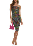 Strapless Sleeveless Tube General Print Bodycon Dress/Midi Dress