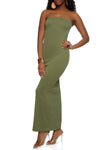 Strapless Tube Knit Sleeveless Bodycon Dress/Maxi Dress