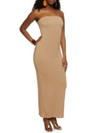 Strapless Knit Sleeveless Tube Bodycon Dress/Maxi Dress