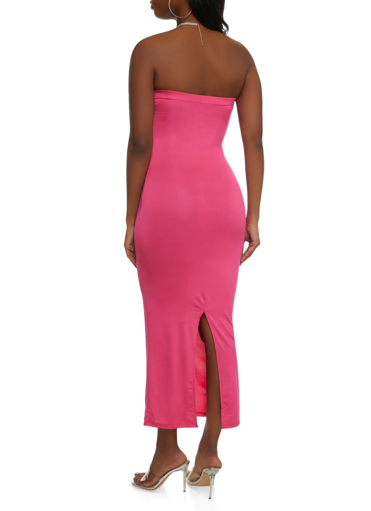 Womens Basic Maxi Tube Dress, Pink, Size M