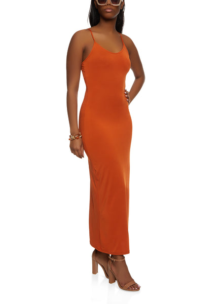 Scoop Neck Sleeveless Spaghetti Strap Maxi Dress