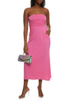 Strapless Ruched Sleeveless Bandeau Neck Empire Waistline Maxi Dress