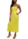 Strapless Bandeau Neck Sleeveless Ruched Empire Waistline Maxi Dress