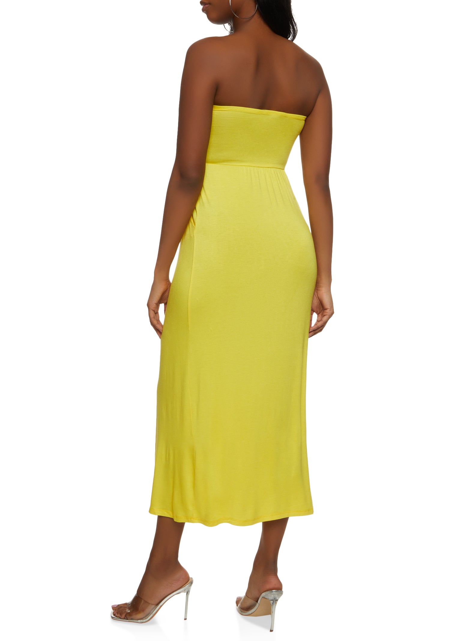 Womens Bandeau Maxi Dress, Yellow, Size M