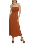 Strapless Ruched Sleeveless Bandeau Neck Empire Waistline Dress by Rainbow Shops