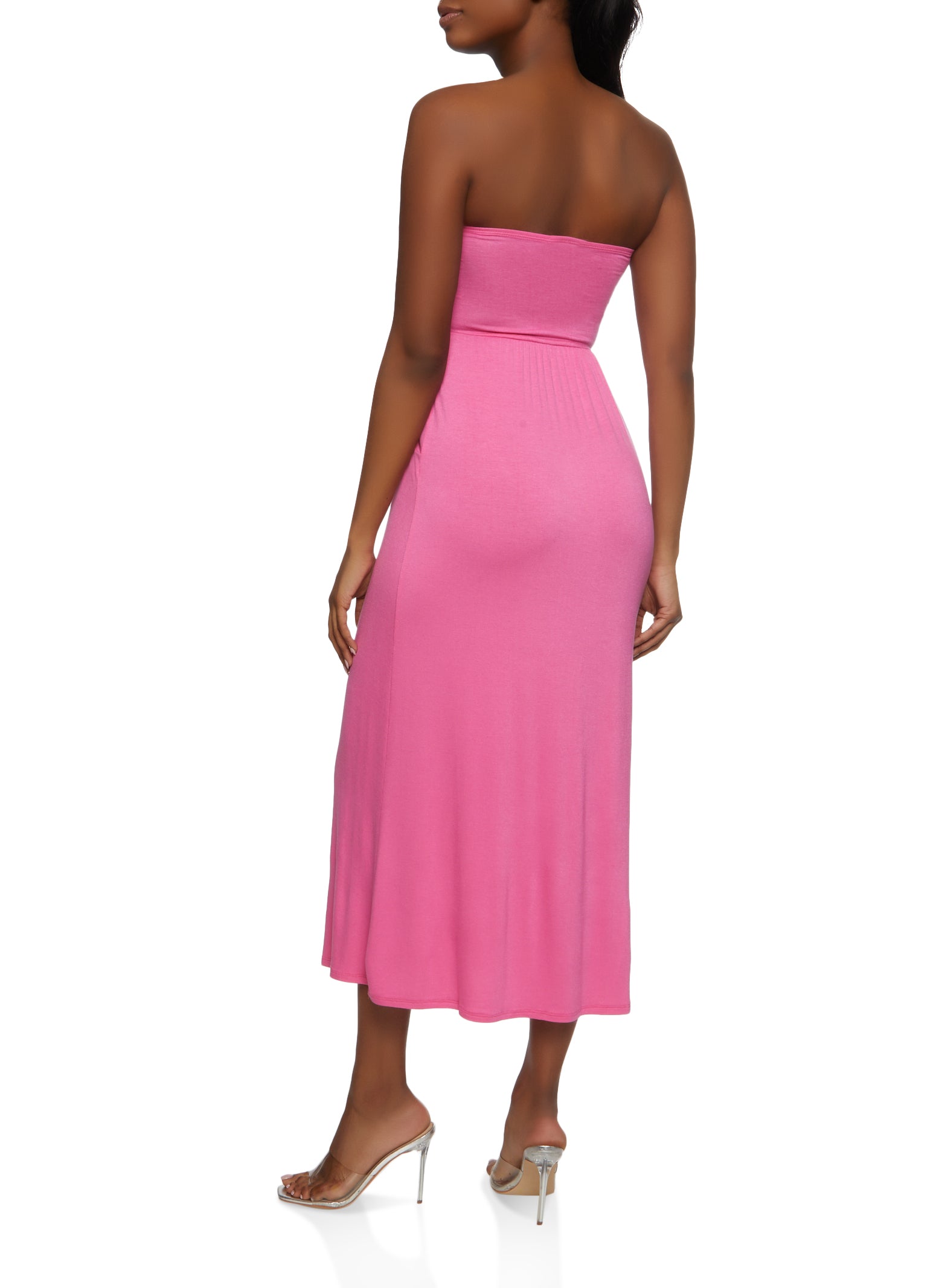 Womens Strapless Maxi Dress, Pink, Size S