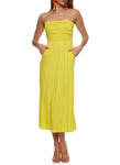 Strapless Ruched Empire Waistline Sleeveless Maxi Dress