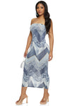 Strapless Sleeveless Chevron Print Bodycon Dress/Maxi Dress