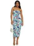 Strapless Mermaid Sleeveless General Print Bodycon Dress/Maxi Dress