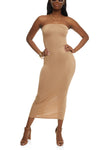 Strapless Sleeveless Slit Bodycon Dress/Maxi Dress
