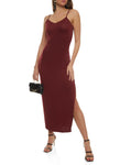V-neck Slit Sleeveless Bodycon Dress/Maxi Dress