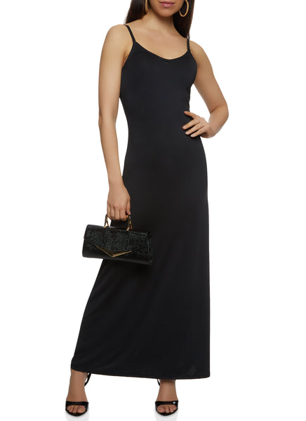 V-neck Sleeveless Spaghetti Strap Maxi Dress