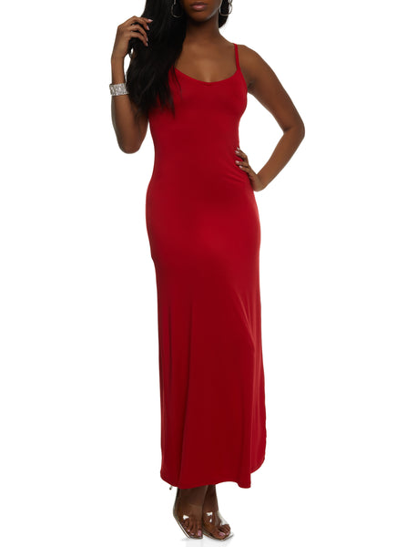 V-neck Sleeveless Spaghetti Strap Maxi Dress