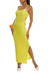 V-neck Ribbed Cutout Ruched Knit Sleeveless Spaghetti Strap Dress