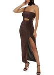 One Shoulder Sleeveless Cutout Slit Bodycon Dress/Maxi Dress