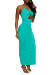 V-neck Sleeveless Spaghetti Strap Cutout Maxi Dress