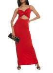 V-neck Cutout Sleeveless Spaghetti Strap Maxi Dress