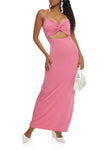 V-neck Cutout Sleeveless Spaghetti Strap Maxi Dress