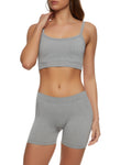 Womens Ribbed Knit Cropped Cami With Biker Shorts Set, ,