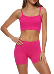 Womens Ribbed Knit Cropped Cami With Biker Shorts Set, ,