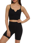Womens Seamless Notch Neck Cropped Cami And Biker Shorts, ,