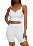 Womens Seamless Notch Neck Cropped Cami And Biker Shorts, ,