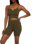 Womens Seamless Notch Neck Cropped Cami And Biker Shorts, ,