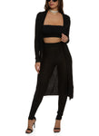 Womens Greek Key Textured Knit Duster And Leggings, ,
