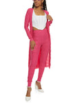 Womens Greek Key Textured Knit Duster And Leggings, ,