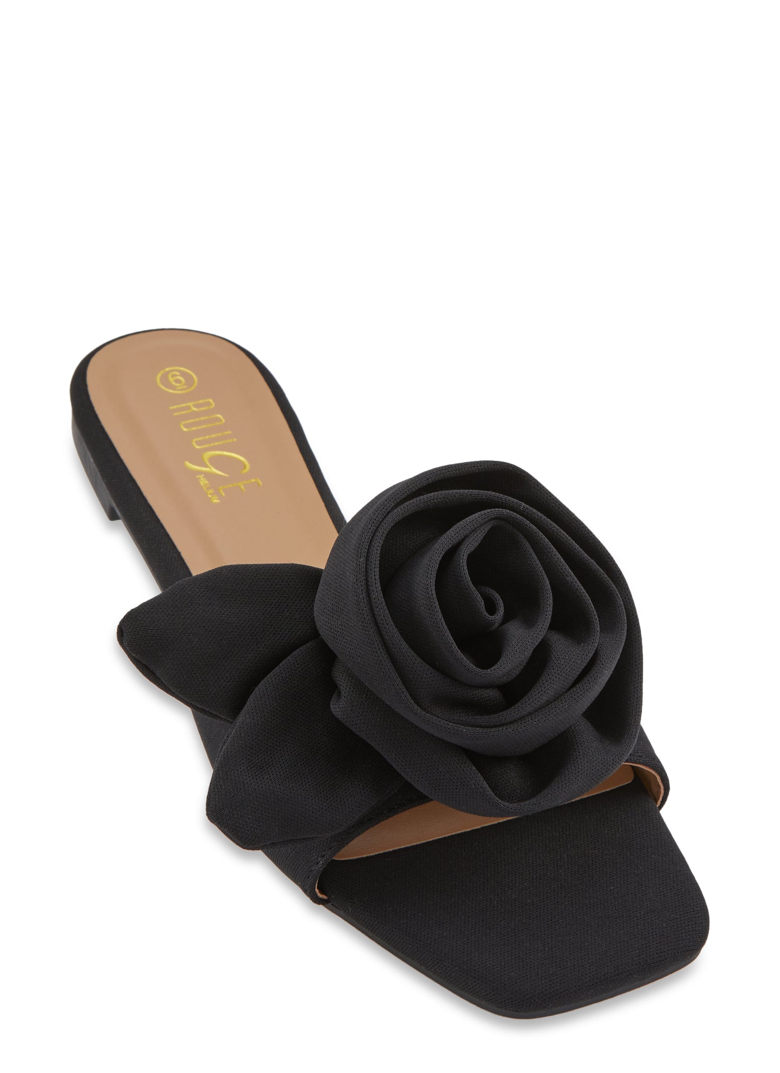 Womens Rose Band Slide Sandals,