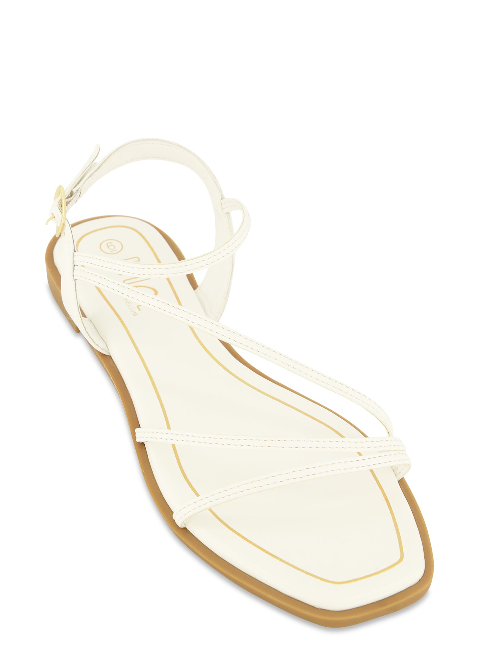 Womens Asymmetrical Strappy Square Toe Sandals, White, Size 9