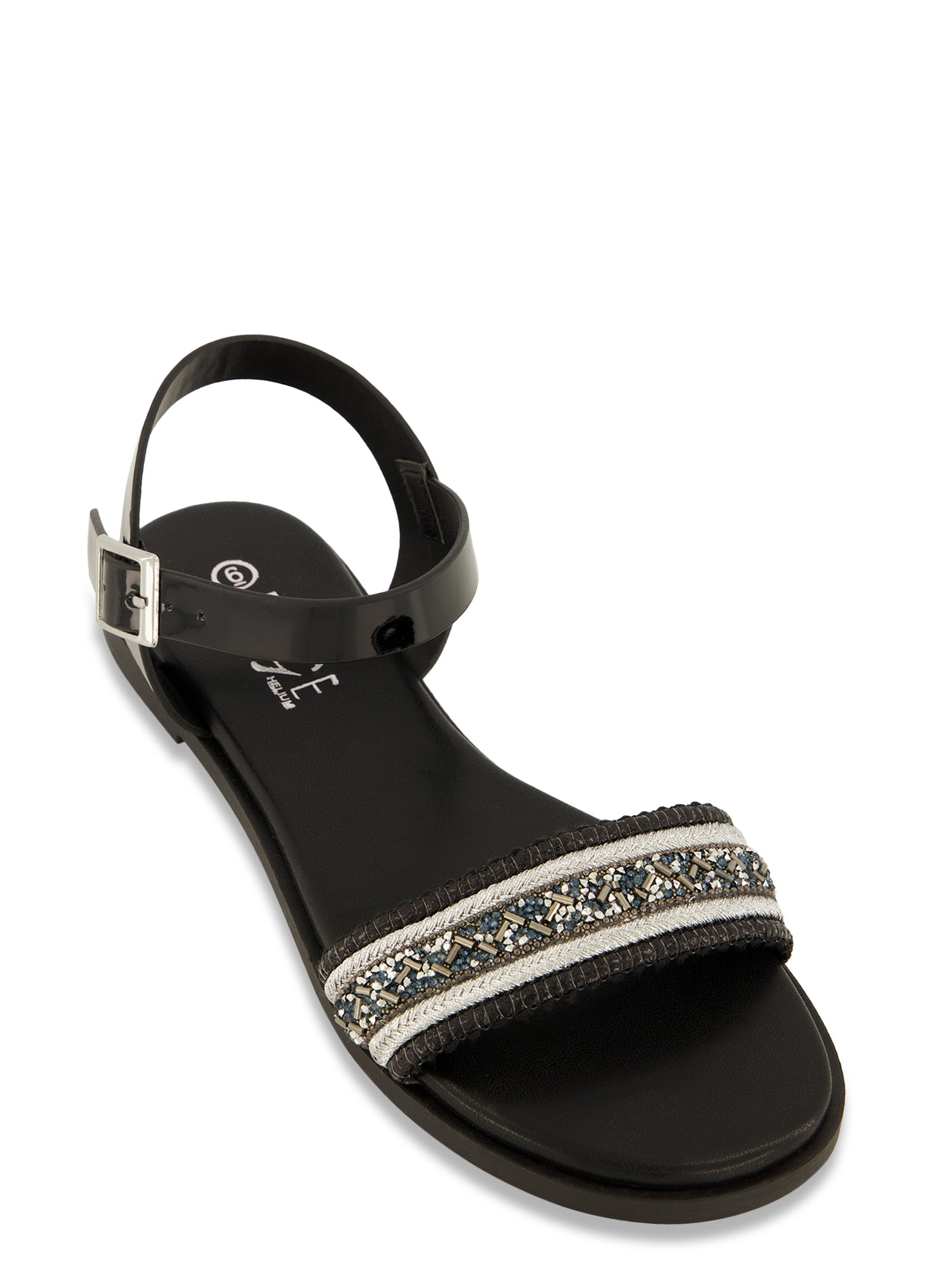 Womens Beaded Ankle Strap Flat Sandals,