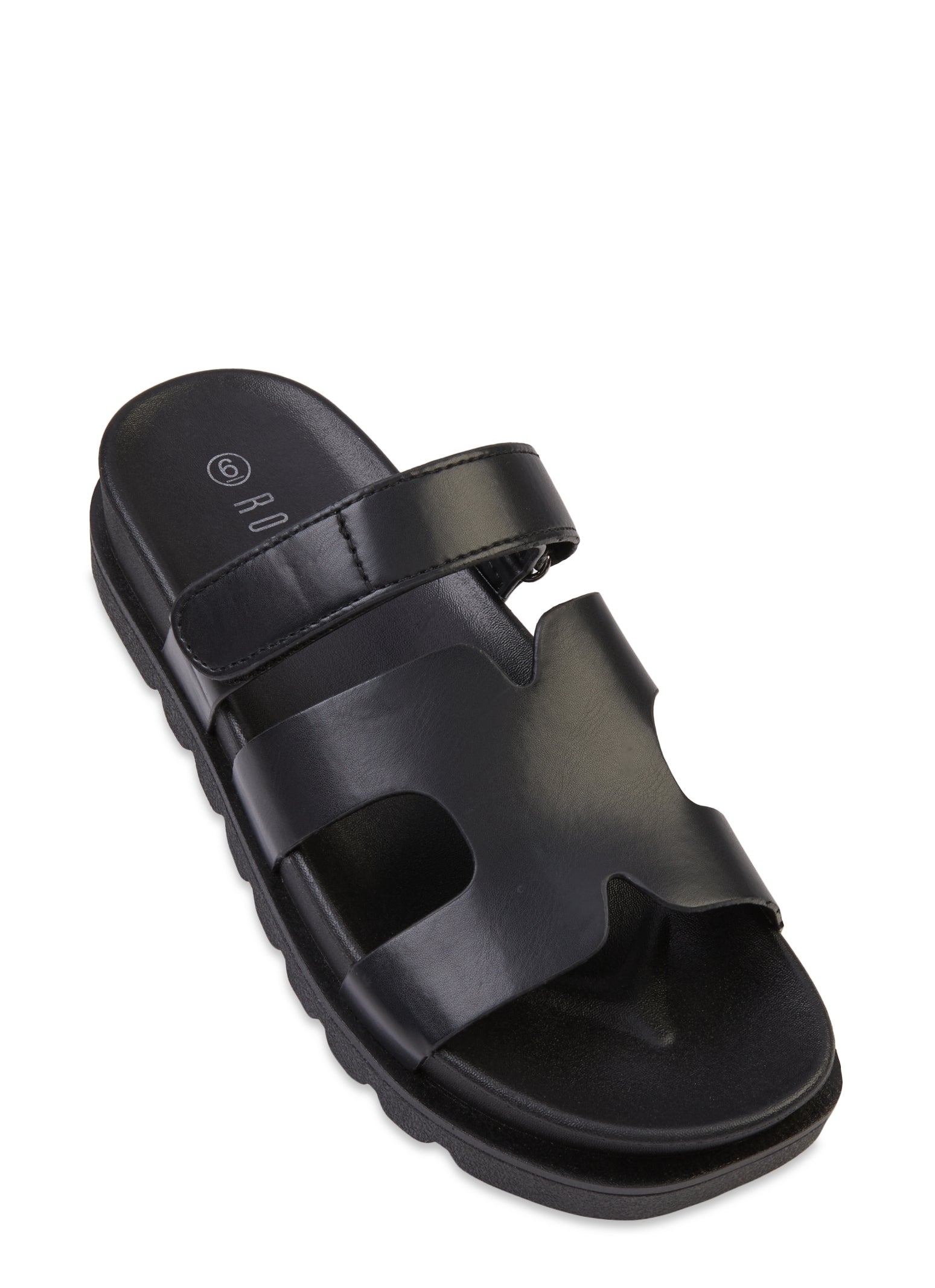 Womens Velcro Strap H Band Slide Sandals,