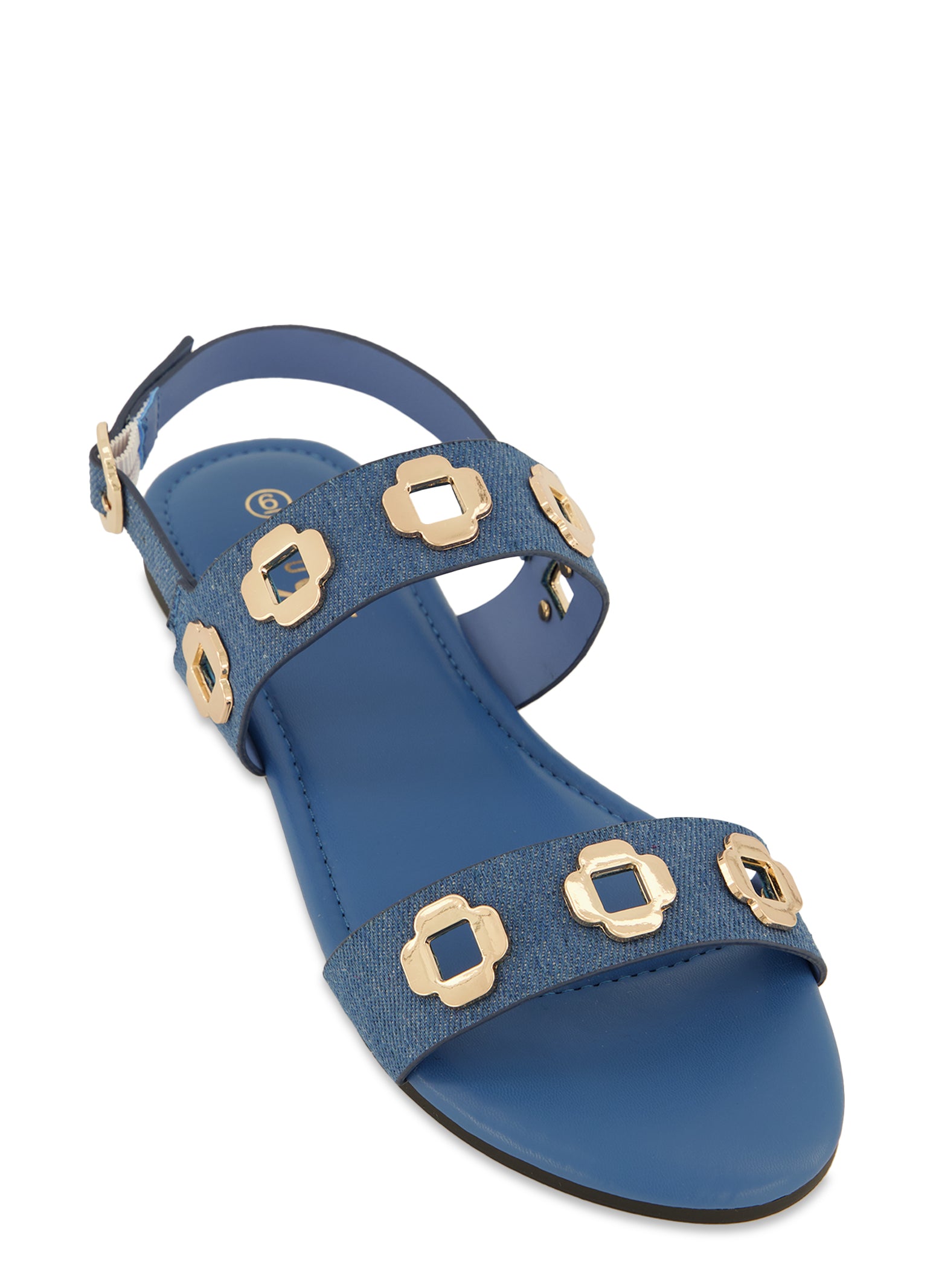 Womens Geometric Metallic Eyelet Band Sandals,