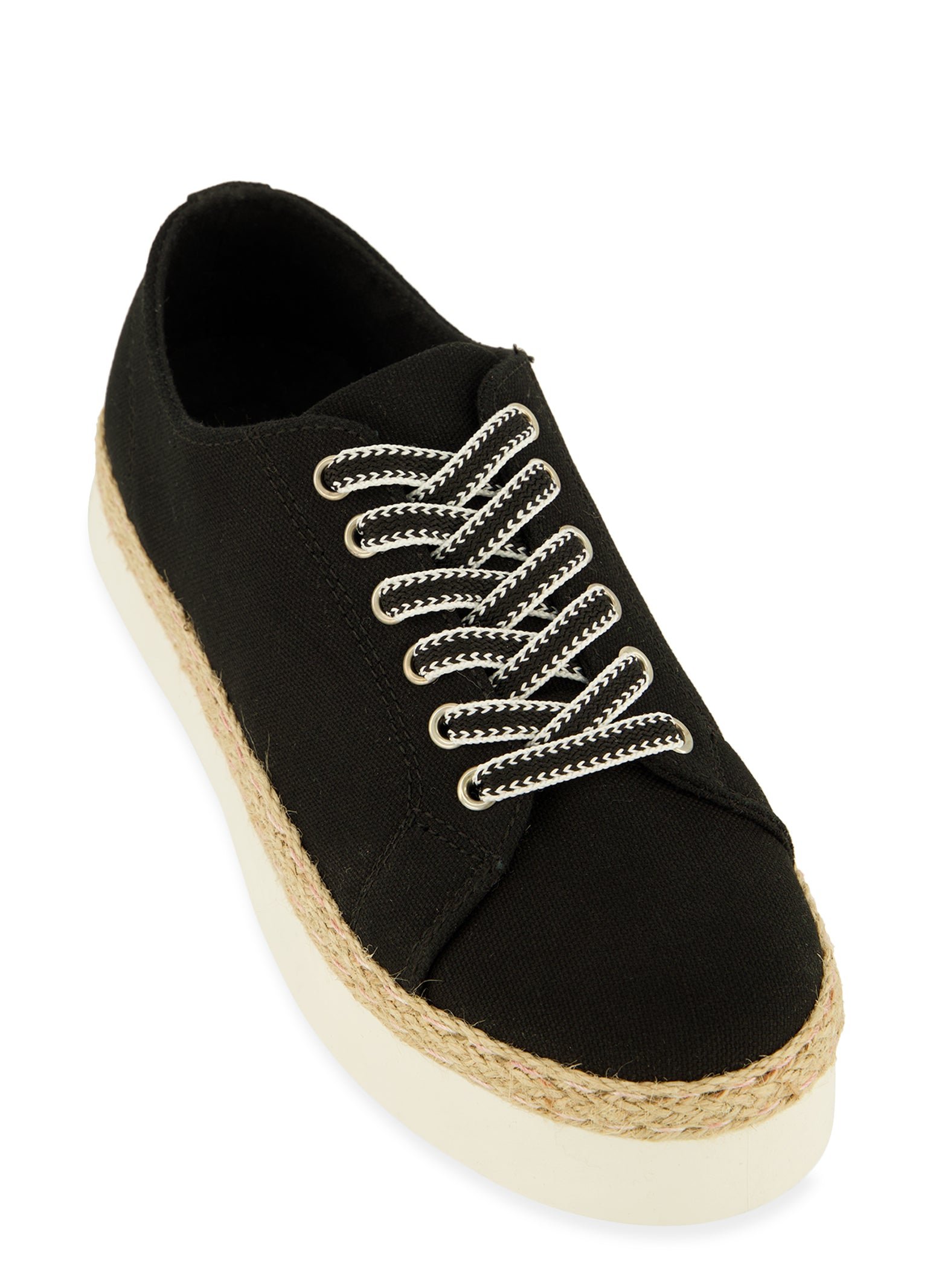 Womens Lace Up Espadrille Platform Sneakers,