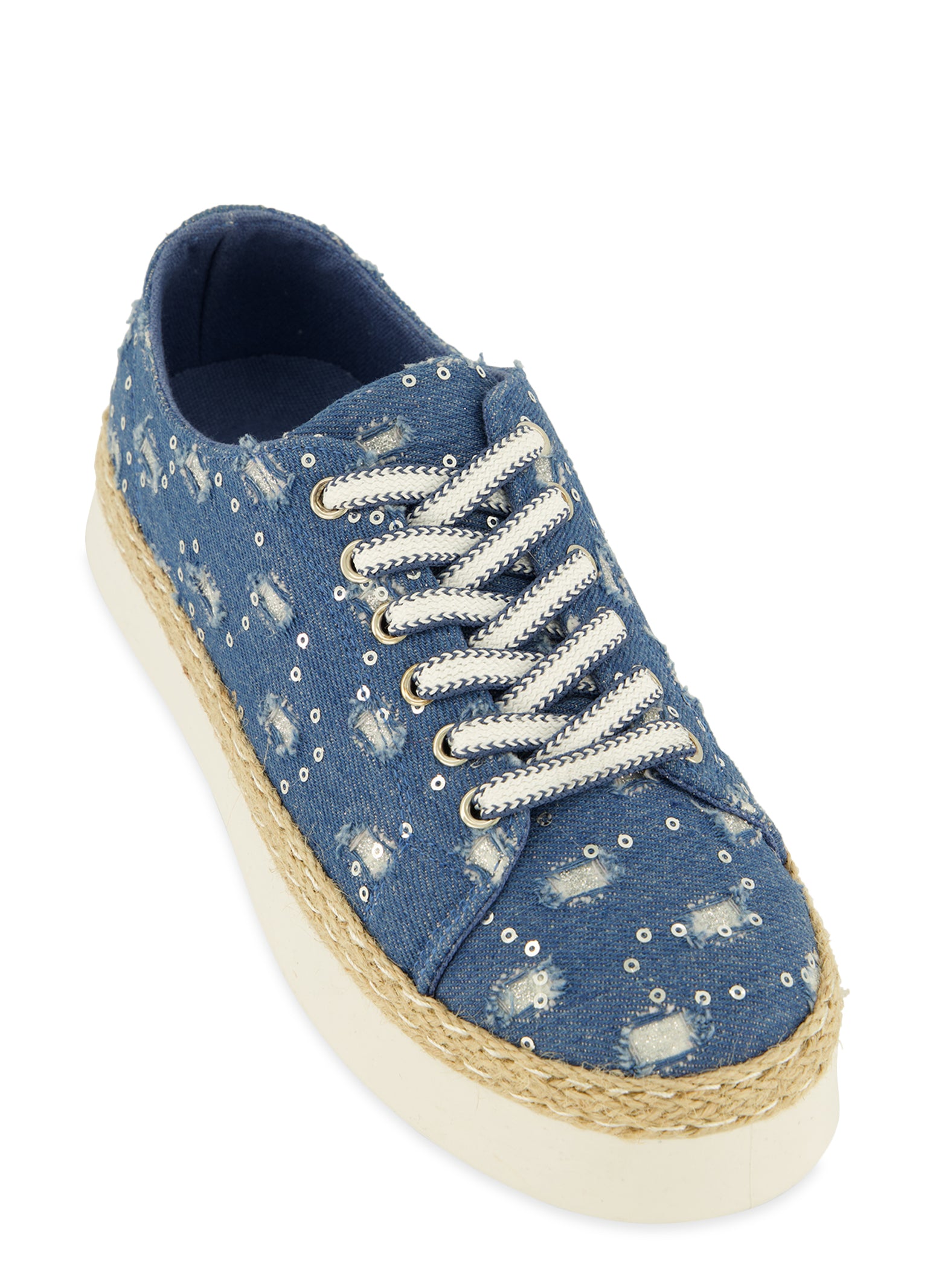 Womens Lace Up Espadrille Platform Sneakers,