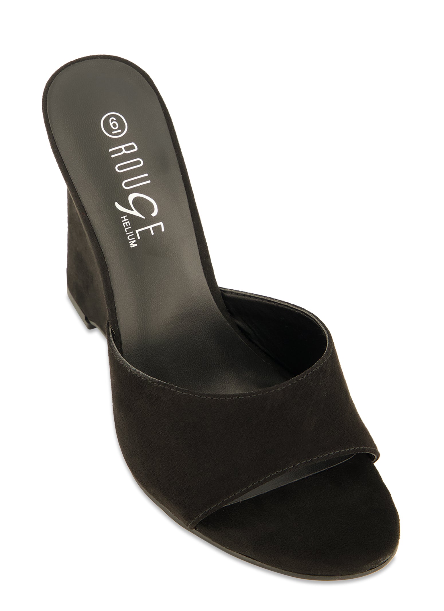 Womens Round Toe Wedge Slide Sandals, Black, Size 6