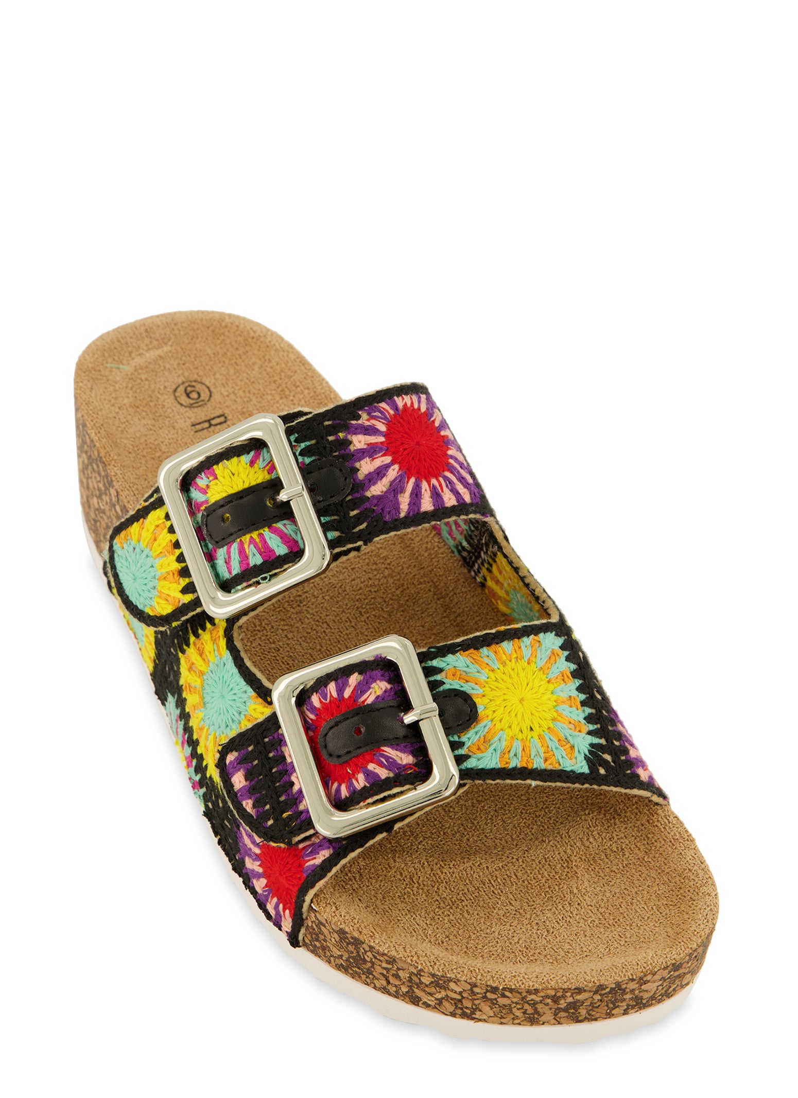 Womens Boho Crochet Platform Footbed Sandals,