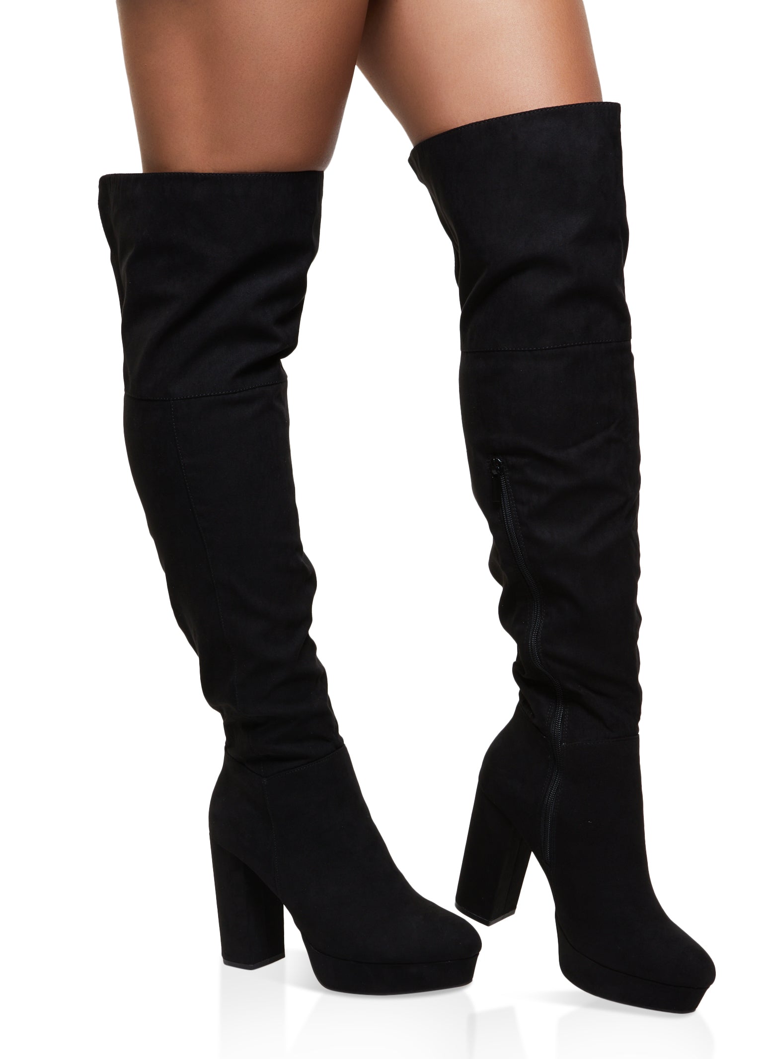 Womens Pointed Toe Platform Over the Knee Boots, Black, Size 7.5