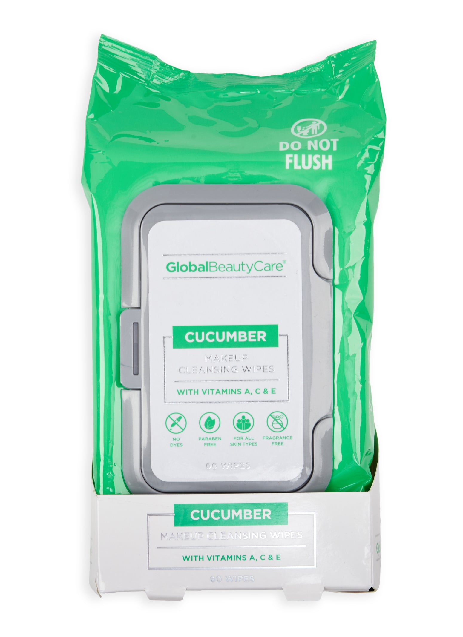 Womens Cucumber Makeup Cleansing Wipes, Green