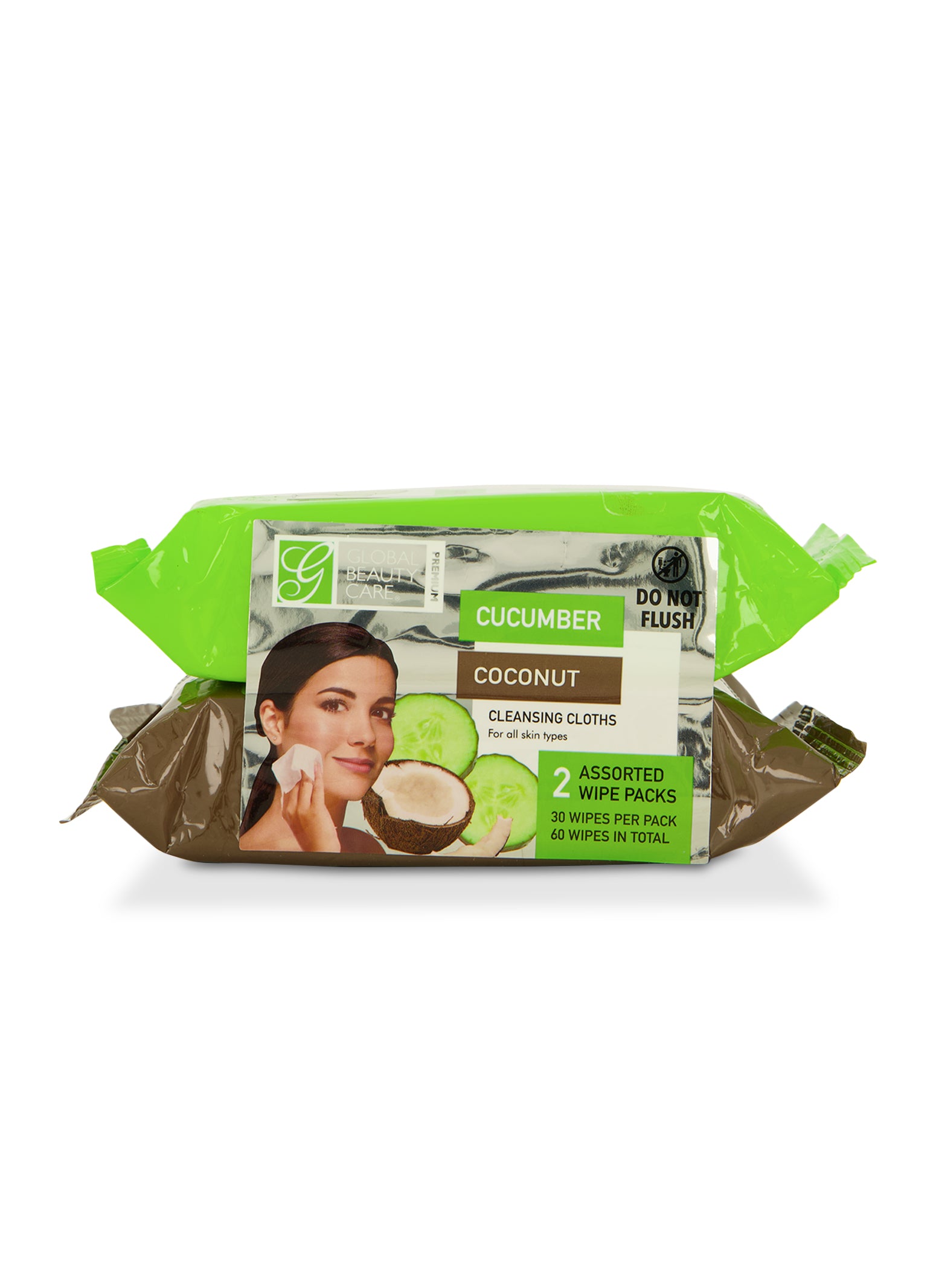 Womens Cucumber Coconut Facial Cleansing Wipes 2 Pack, Multi
