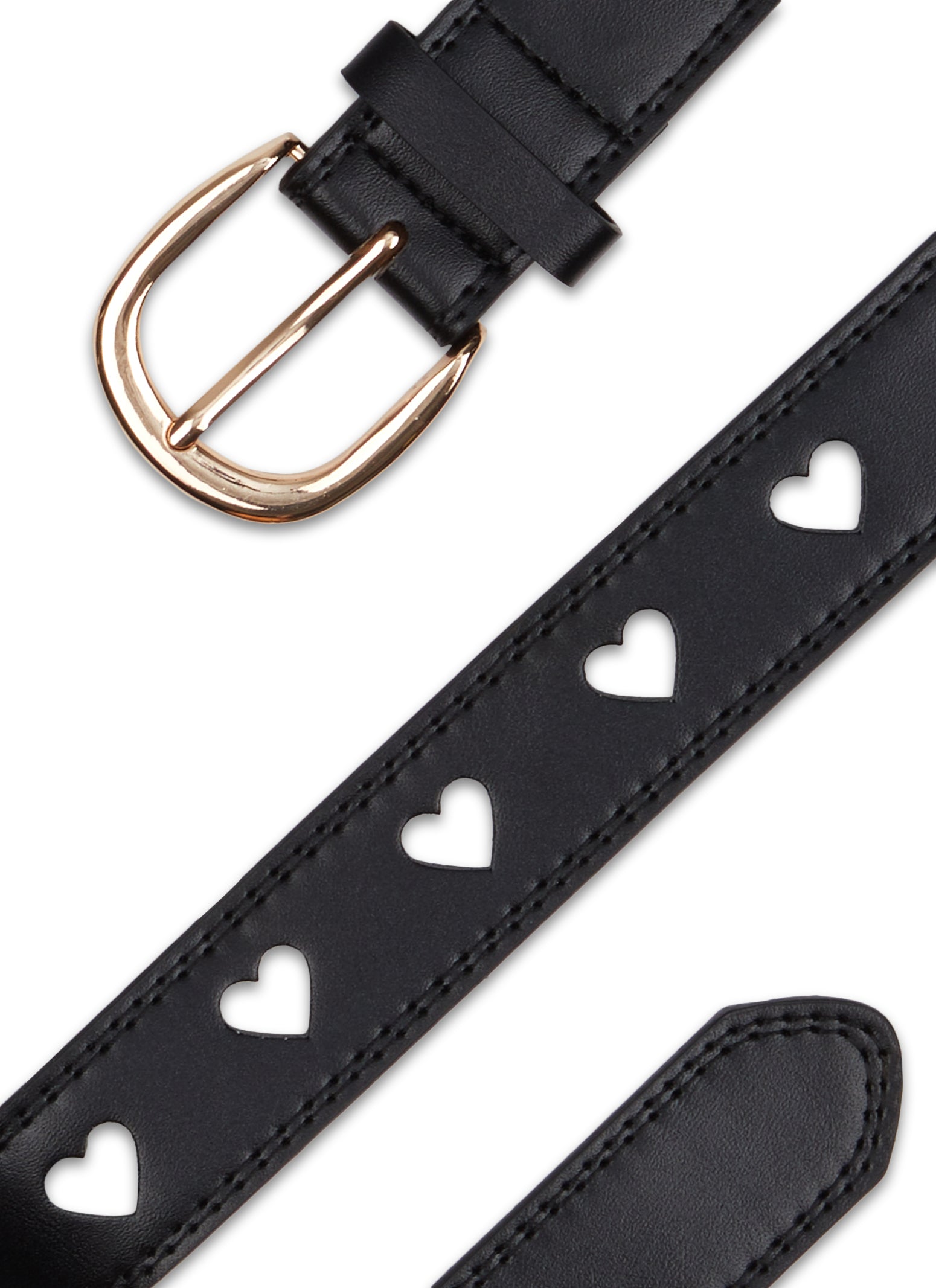 Womens Plus Cut Out Heart Faux Leather Belt,